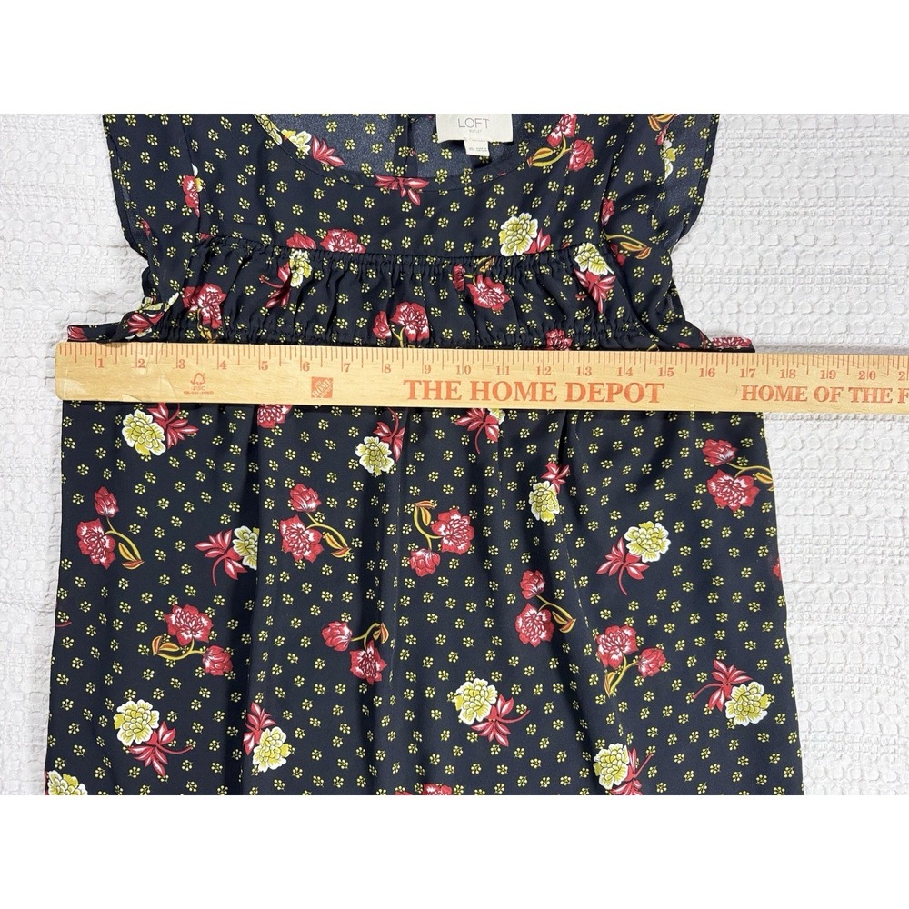 LOFT Outlet Sleeveless Floral Tank Top Blouse XS Black Red Workwear Office (B7)‎ - Picture 4 of 7